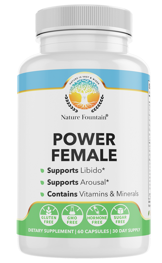 Nature Fountain Power Female, a herbal and vitamin supplement that supports women's libido, stamina, and mood
