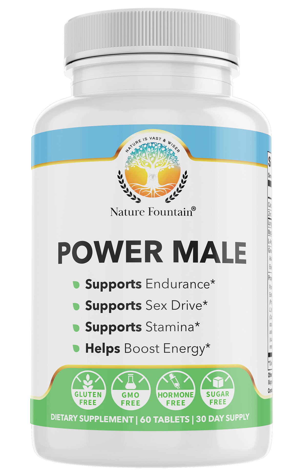Nature Fountain Power Male, 60 capsules, 30-day supply, a supplement that supports male stamina, endurance, and libido